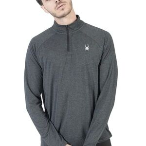 Spyder Active Men's Moisture Wicking 4-Way Stretch 1/4 Zip Pullover Gray Size L